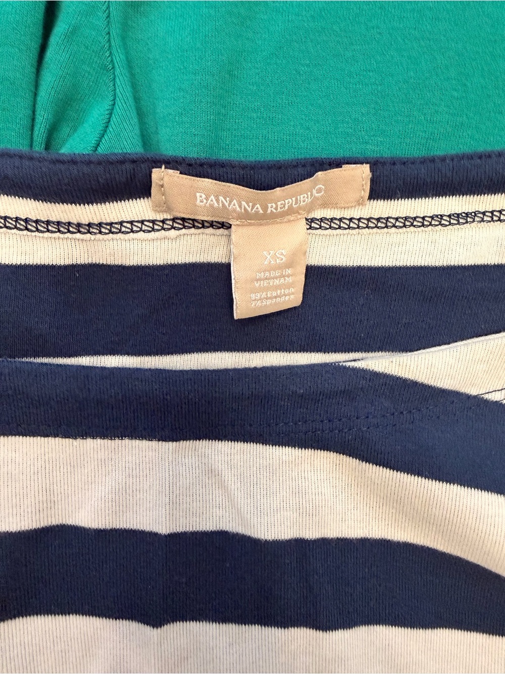 Banana Republic Navy & White Striped Top with Teal Accent - Picture 2 of 4